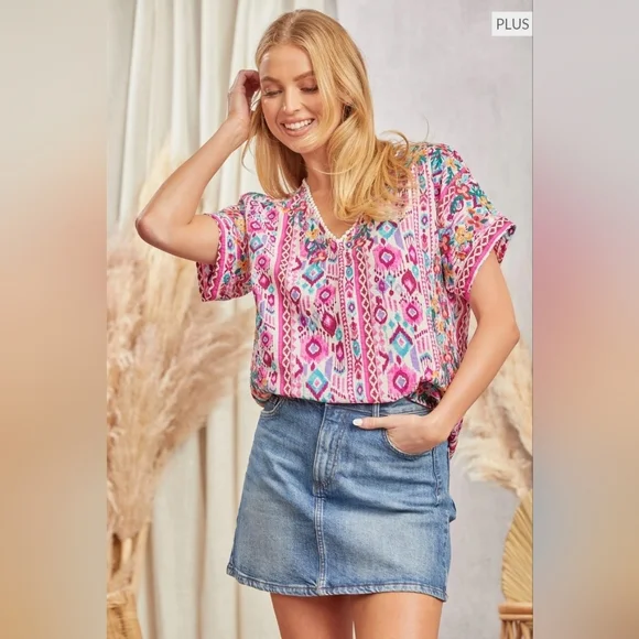 Savanna Jane Pink Blouse with Elegant Embroidery - Picture 5 of 6